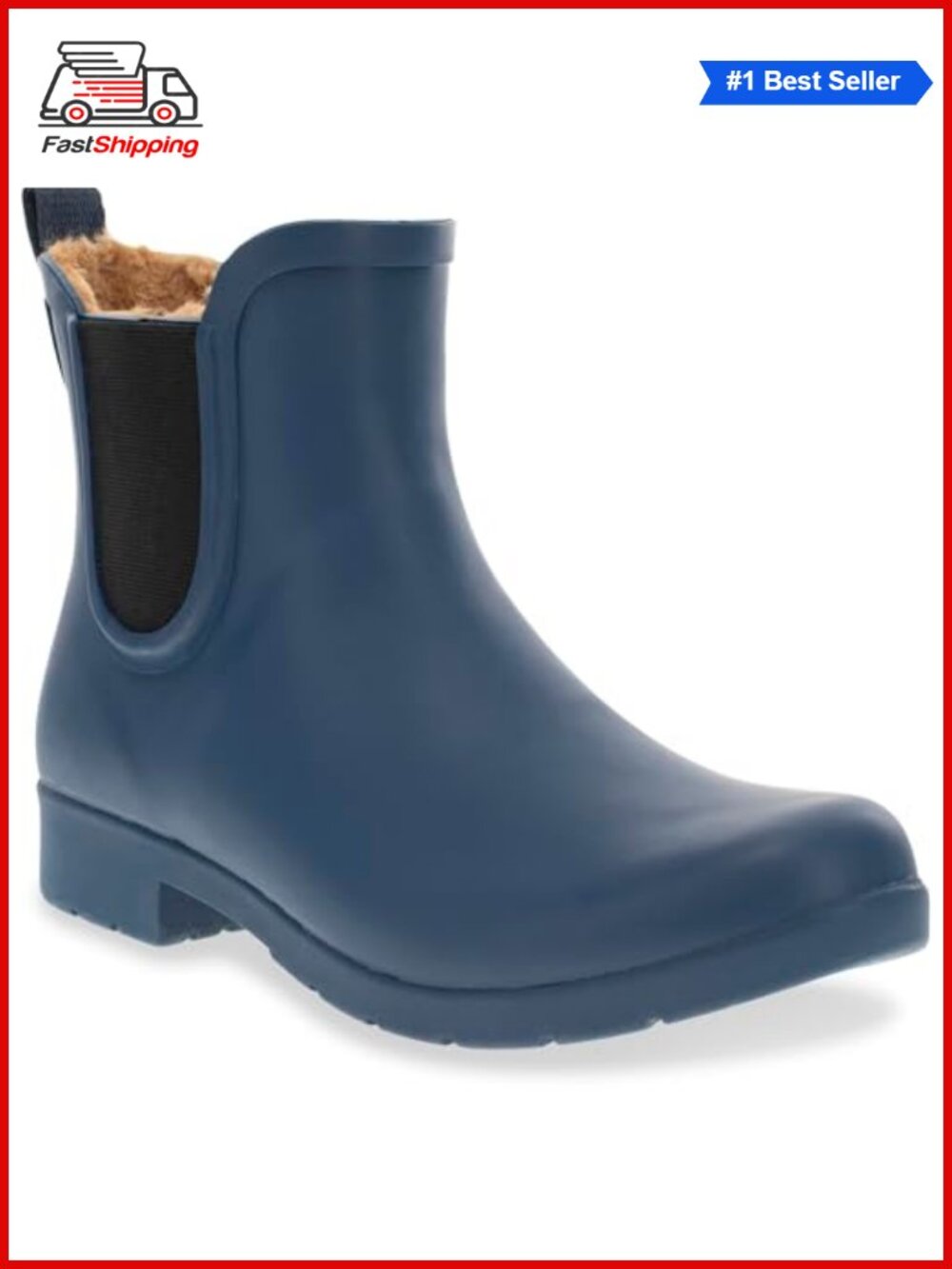 Waterproof Faux Fur Chelsea Rain Boot Slip On Ankle